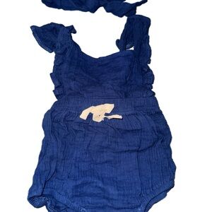 Blue Baby Romper with Headband